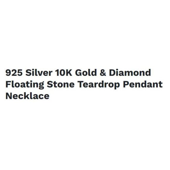 925 Silver 10K Gold & Diamond Floating Stone Teardrop Pendant Necklace 18" Italy - Picture 6 of 6